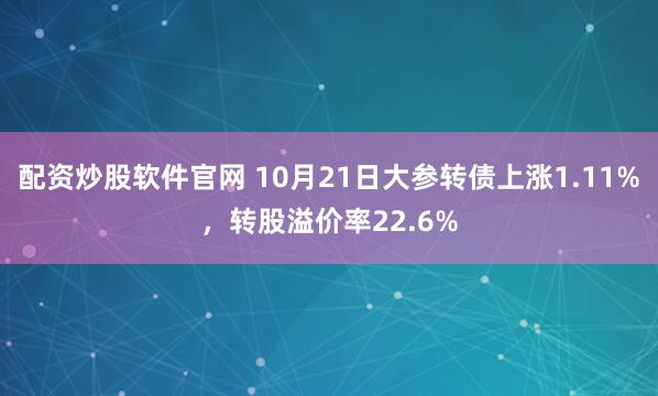 配资炒股软件官网 10月21日大参转债上涨1.11%，转股溢价率22.6%